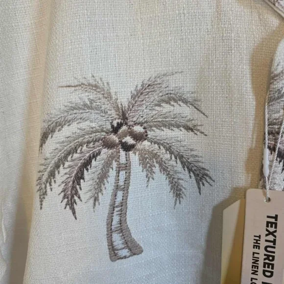 NWT Malibu Tropical Palm Button Down with Linen Look - Picture 5 of 8
